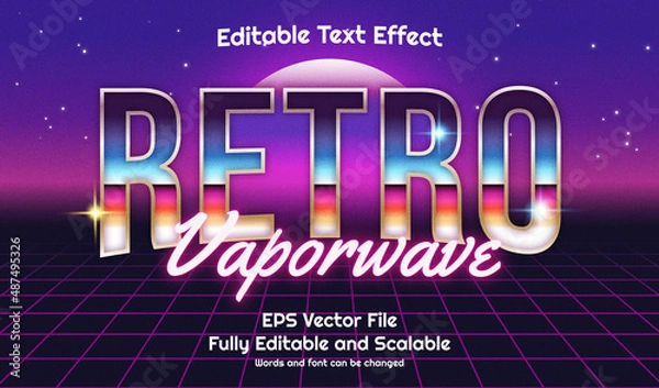Obraz Retro Vaporwave 80s editable text effect