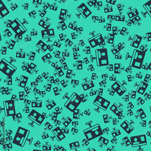 Obraz Black Online class icon isolated seamless pattern on green background. Online education concept. Vector