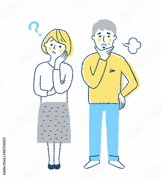 Fototapeta 困った表情の中年カップル　全身