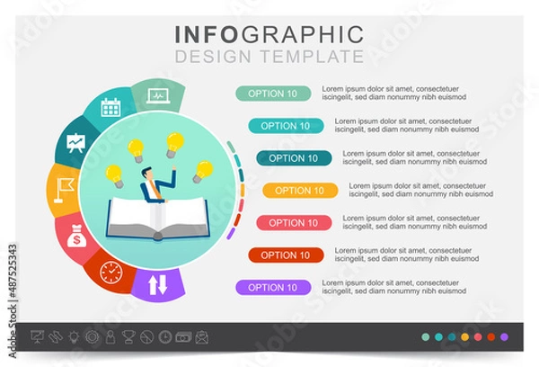Fototapeta Modern infographic template, presentation business infographic template, business data visualization, icon set