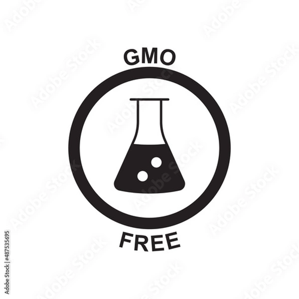 Fototapeta Gmo free label icon in black flat glyph, filled style isolated on white background