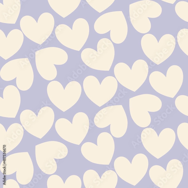 Fototapeta Vector seamless love symbol half-drop pattern, with stylish hearts  