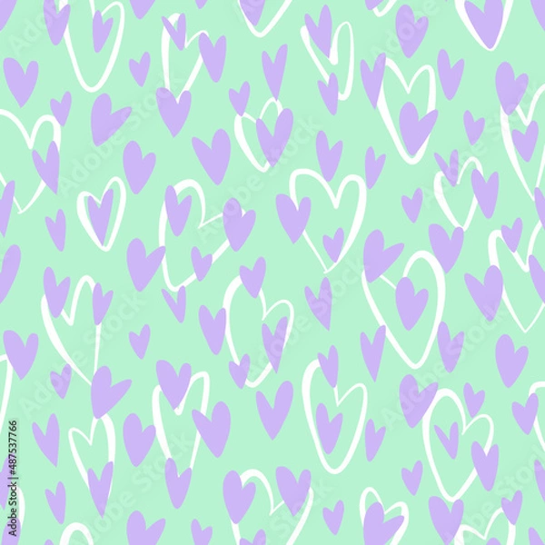 Fototapeta Vector seamless love symbol pattern, with stylish hearts