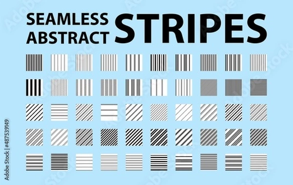 Fototapeta Big set of 50 seamless simple abstract striped patterns. Good for vector swatches.