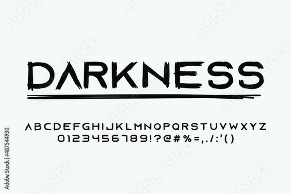 Fototapeta Darkness scribble font black style typography Premium Vector