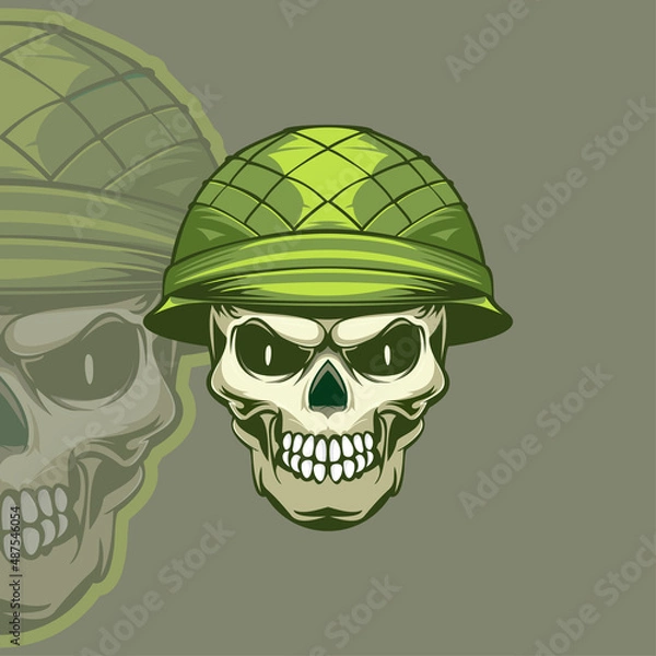 Obraz army skull head logo mascot template