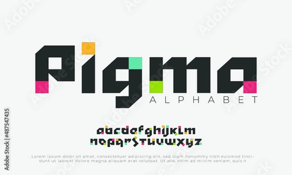 Fototapeta Abstract modern colorful font alphabet Typography. decorative style for fun, sport, technology, fashion, digital, future creative logo font