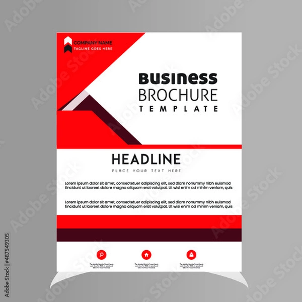 Fototapeta Corporate business flyer template design set with blue, red and yellow color. marketing, business proposal, promotion on white background, vector