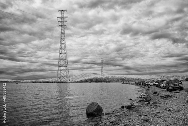 Fototapeta lines on the river