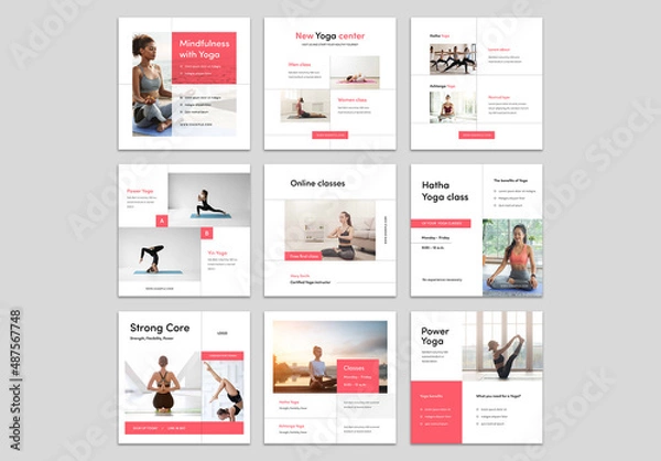 Obraz Yoga Class Advert Layouts for Social Media