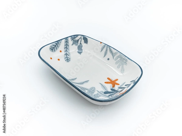 Obraz 일본 문양이 있는 사각형 소스 접시 