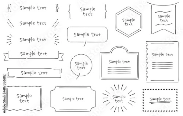 Obraz 手描き風のおしゃれな見出し　フレーム　細めの黒線　Handwritten Title Frame Stylish