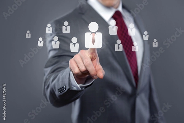 Obraz Man with Touchscreen Network / Human Resources