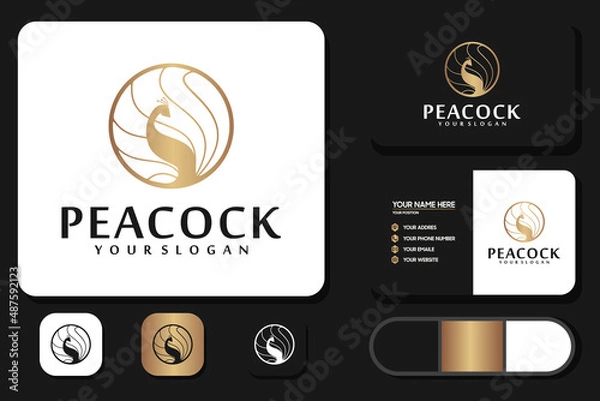 Obraz peacock logo with circle concept,logo reference for your business