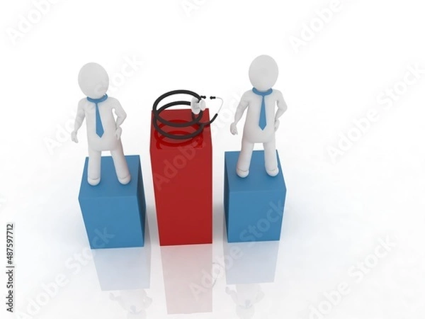 Fototapeta 3d rendering navigation Red map pointer people with stethoscope
