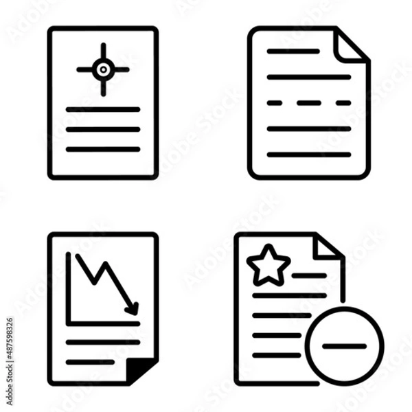 Fototapeta Docs1-2 Flat Icon Set Isolated On White Background