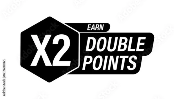 Fototapeta earn x2, double reward points vector illustration icon, black in color, 