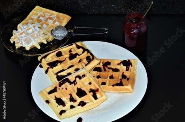 Fototapeta homemade sweet waffles