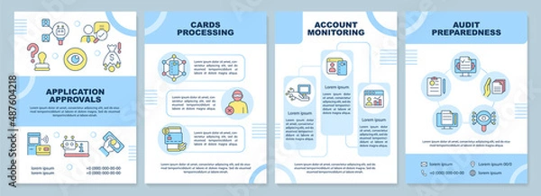 Obraz Banking automation functions brochure template. Autonomous solutions. Leaflet design with linear icons. 4 vector layouts for presentation, annual reports. Arial-Black, Myriad Pro-Regular fonts used