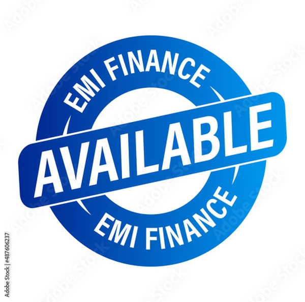 Fototapeta EMI Finance available vector icon, blue in color, 