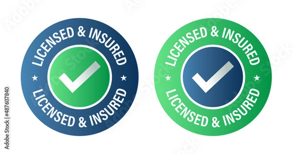 Fototapeta licensed and insured vector icon set, green and blue in color