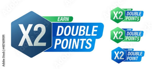 Fototapeta 'earn x2, double points' stylish vector icon set, loyalty program abstract