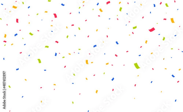 Obraz Confetti background. Party festive colorful fallen confetti pieces. Vector illustration