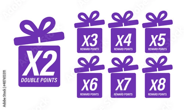 Fototapeta loyalty program abstract, reward points abstract icon set