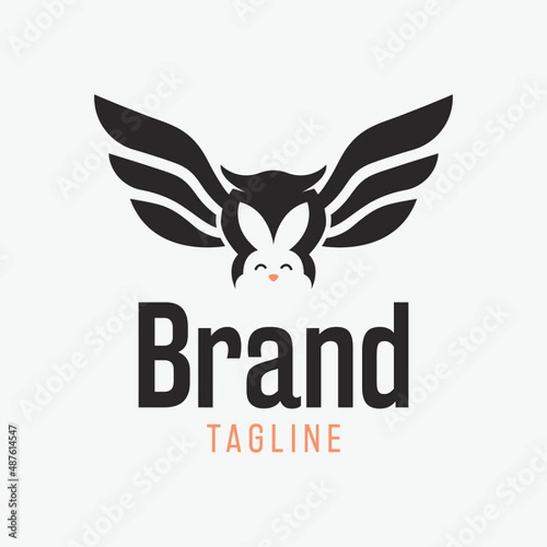 Fototapeta Simple owl featuring rabbit logo design