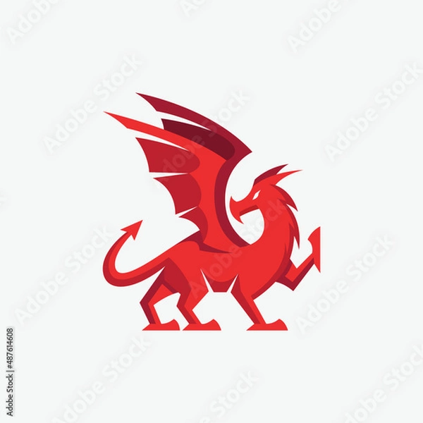 Obraz Great red dragon logo design