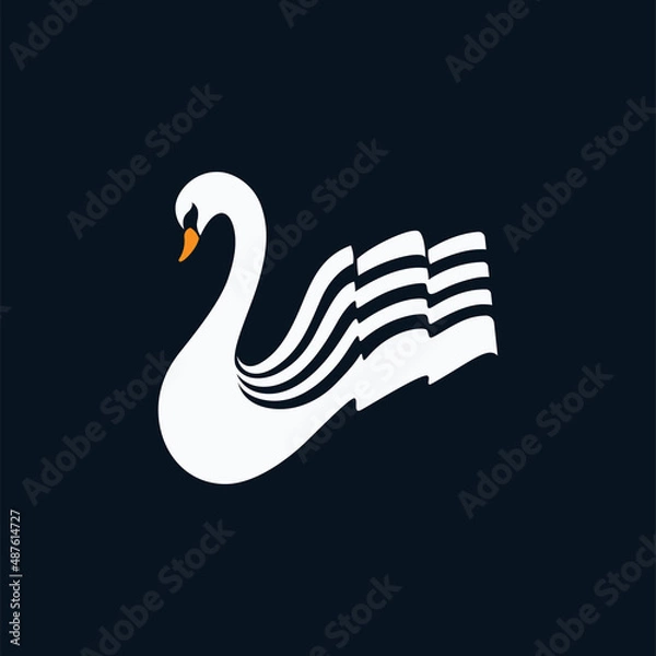 Obraz Elegance swan flag logo design
