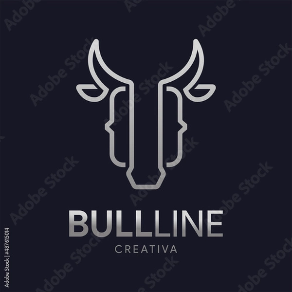Obraz Minimalist bull lines code logo design