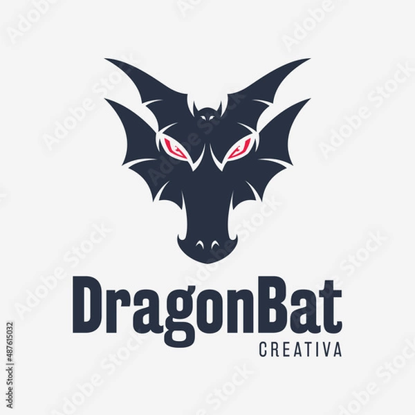 Obraz Unique dragon head featuring bat logo design