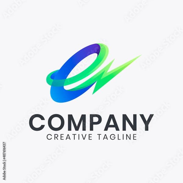 Obraz electric letter e logo design