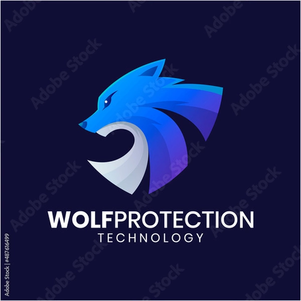 Obraz Wolf shield colorful logo design
