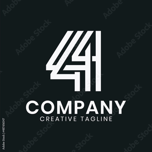 Fototapeta Minimalist number 4 logo design