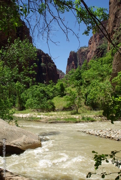 Obraz View down canyon with river