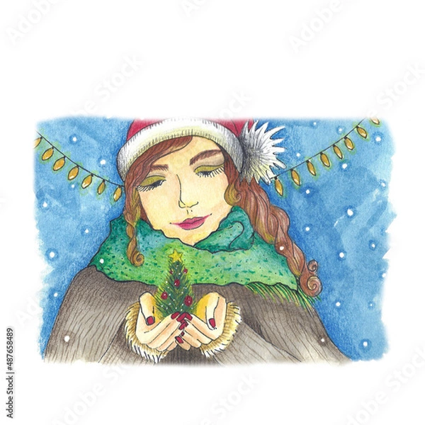 Obraz Winter holiday Christmas tree card