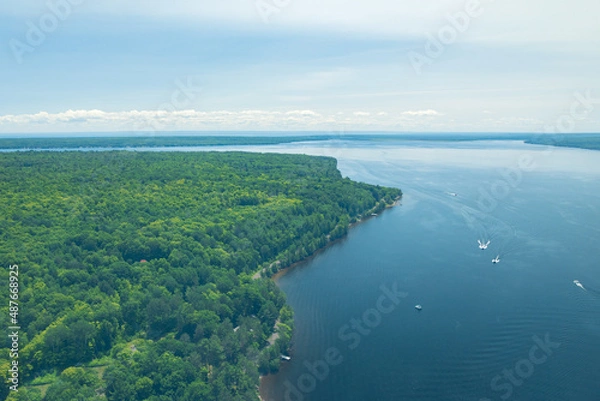 Fototapeta Aerial view of ocean and forest