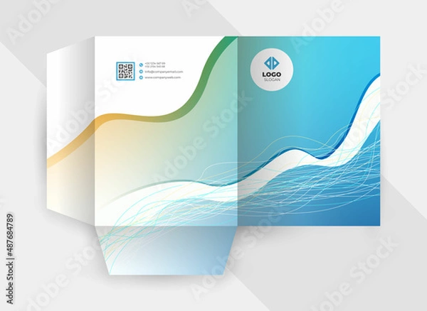 Fototapeta Creative presentation folder template or brochure cover design with vector