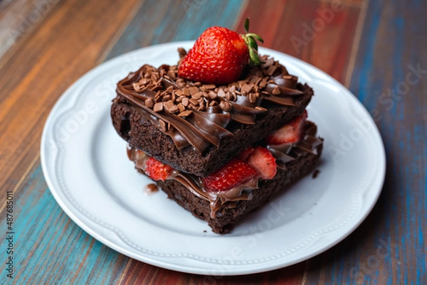 Obraz chocolate cake with strawberry