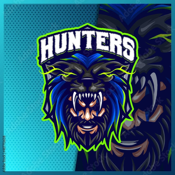 Fototapeta Viking Gladiator Warrior mascot esport logo design illustrations vector template, Roman Knight logo for team game streamer banner, full color cartoon style