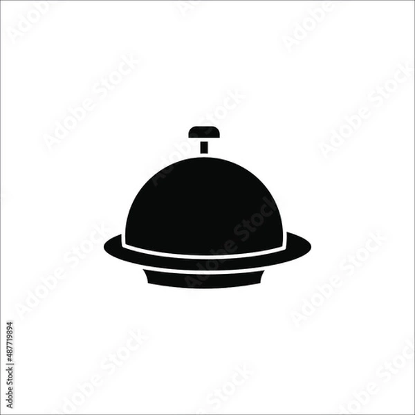 Fototapeta Restaurant Platter icon. Covered food tray on a hand of hotel room service vector icon on white background
