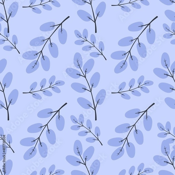Obraz flower pattern - cute plant leaves on light violet background