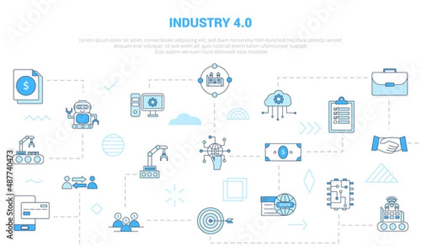 Fototapeta industry 4.0 concept with icon set template banner with modern blue color style