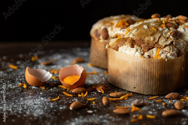 Obraz Easter cake on a wooden table