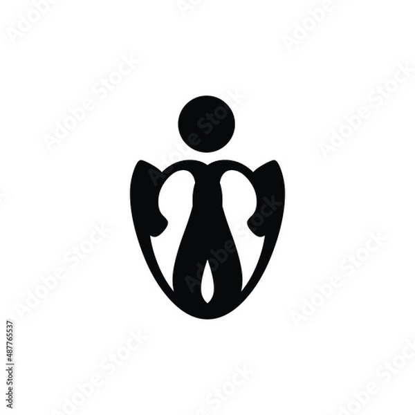 Obraz Man with shield minimalist logo