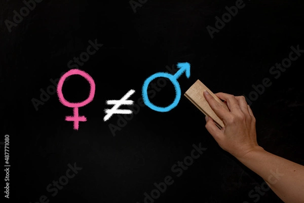 Fototapeta The symbol of gender inequality on the chalk Board