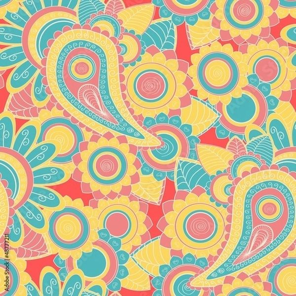 Obraz Seamless paisley pattern. Hand drawn background
