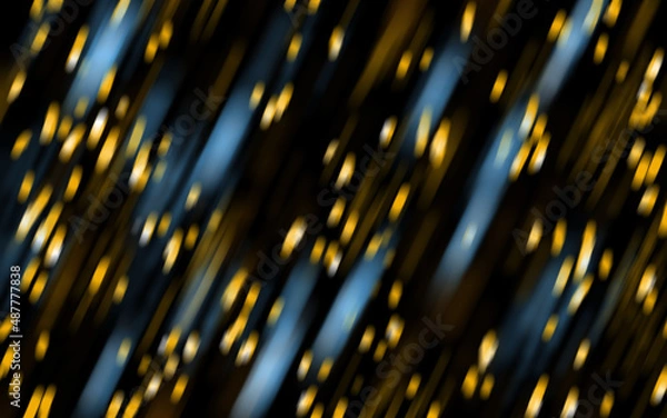 Fototapeta Abstract golden and pink bokeh circles on black background. Captivating illustration with particles and rays.